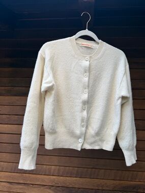 &Daughter Ada Classic Ivory Button-Front Crewneck Cardigan